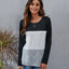 Color Block Round Neck Long Sleeve T-Shirt