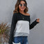 Color Block Round Neck Long Sleeve T-Shirt