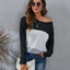 Color Block Round Neck Long Sleeve T-Shirt