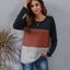 Color Block Round Neck Long Sleeve T-Shirt