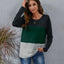 Color Block Round Neck Long Sleeve T-Shirt