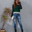 Color Block Round Neck Long Sleeve T-Shirt