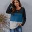 Color Block Round Neck Long Sleeve T-Shirt
