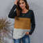 Color Block Round Neck Long Sleeve T-Shirt