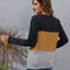 Color Block Round Neck Long Sleeve T-Shirt