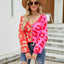 Color Blocked Leopard Print V-Neck Cardigan Sweater