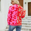 Color Blocked Leopard Print V-Neck Cardigan Sweater