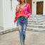 Color Blocked Leopard Print V-Neck Cardigan Sweater