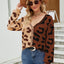Color Blocked Leopard Print V-Neck Cardigan Sweater