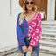 Color Blocked Leopard Print V-Neck Cardigan Sweater