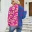 Color Blocked Leopard Print V-Neck Cardigan Sweater