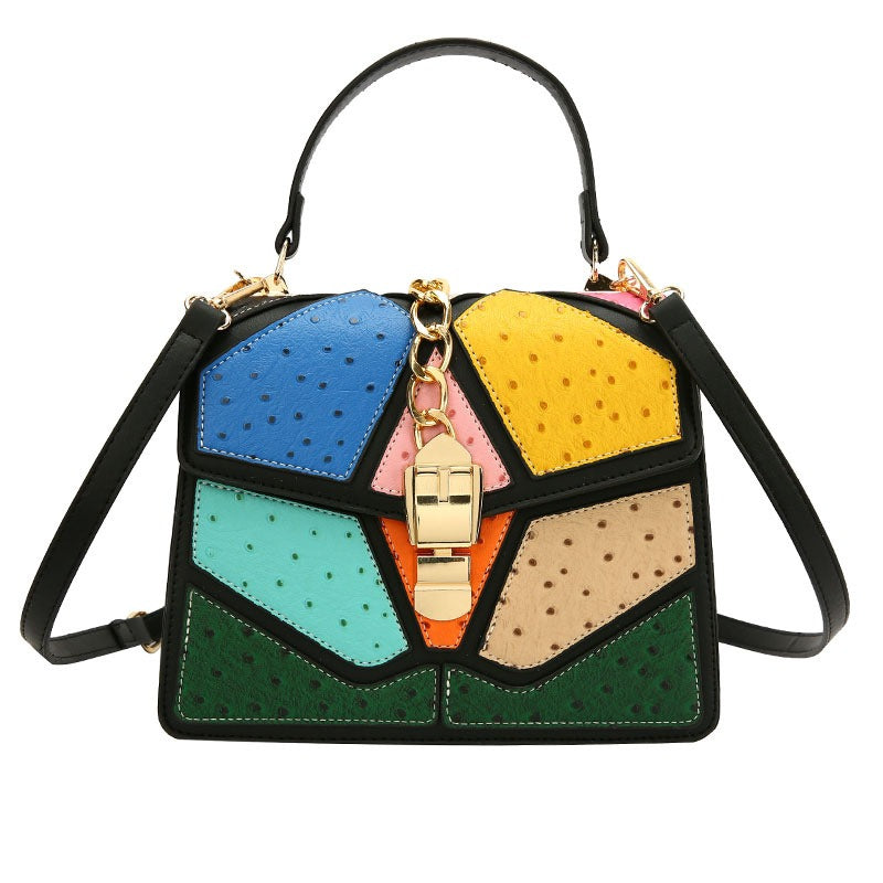 Color blocking hand-held small square bag, versatile for women, single shoulder - Korvel