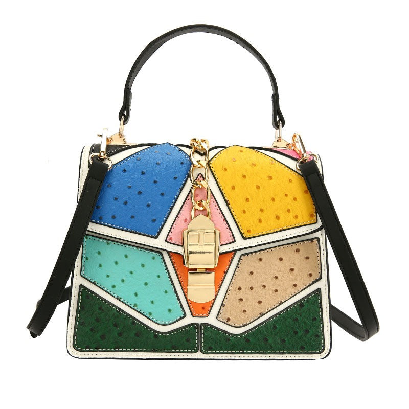 Color blocking hand-held small square bag, versatile for women, single shoulder - Korvel
