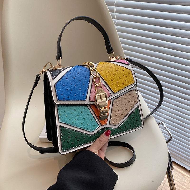Color blocking hand-held small square bag, versatile for women, single shoulder - Korvel