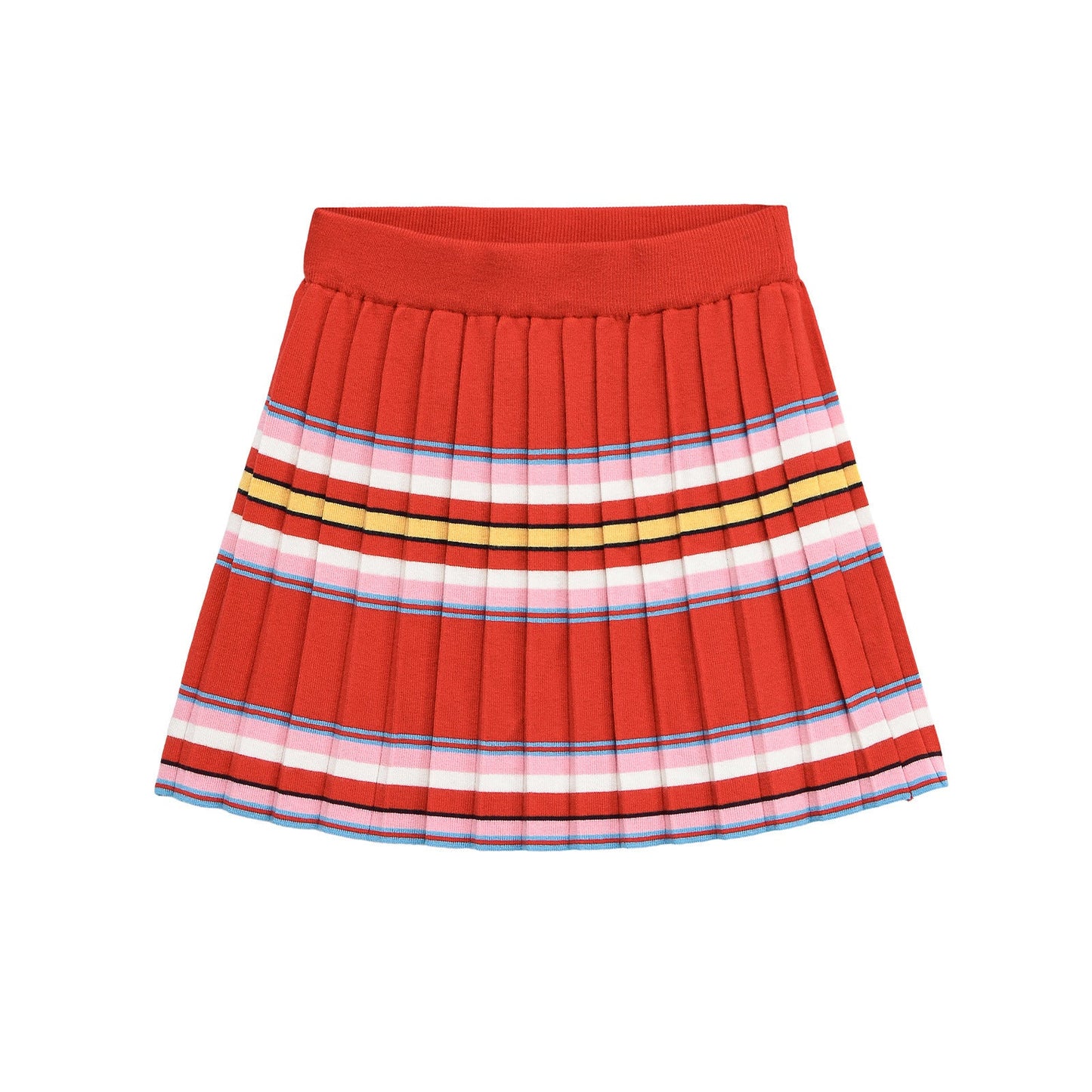 Color blocking striped knit sweater+skirt set for women - Korvel