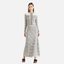 Color blocking striped women's knitted sweater top+striped hollow knitted skirt set for women - Korvel