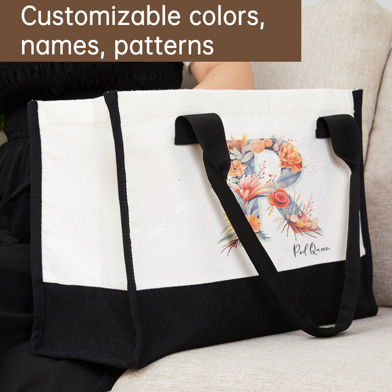 Colorblock handbag custom made to order 380g linen cotton - Korvel