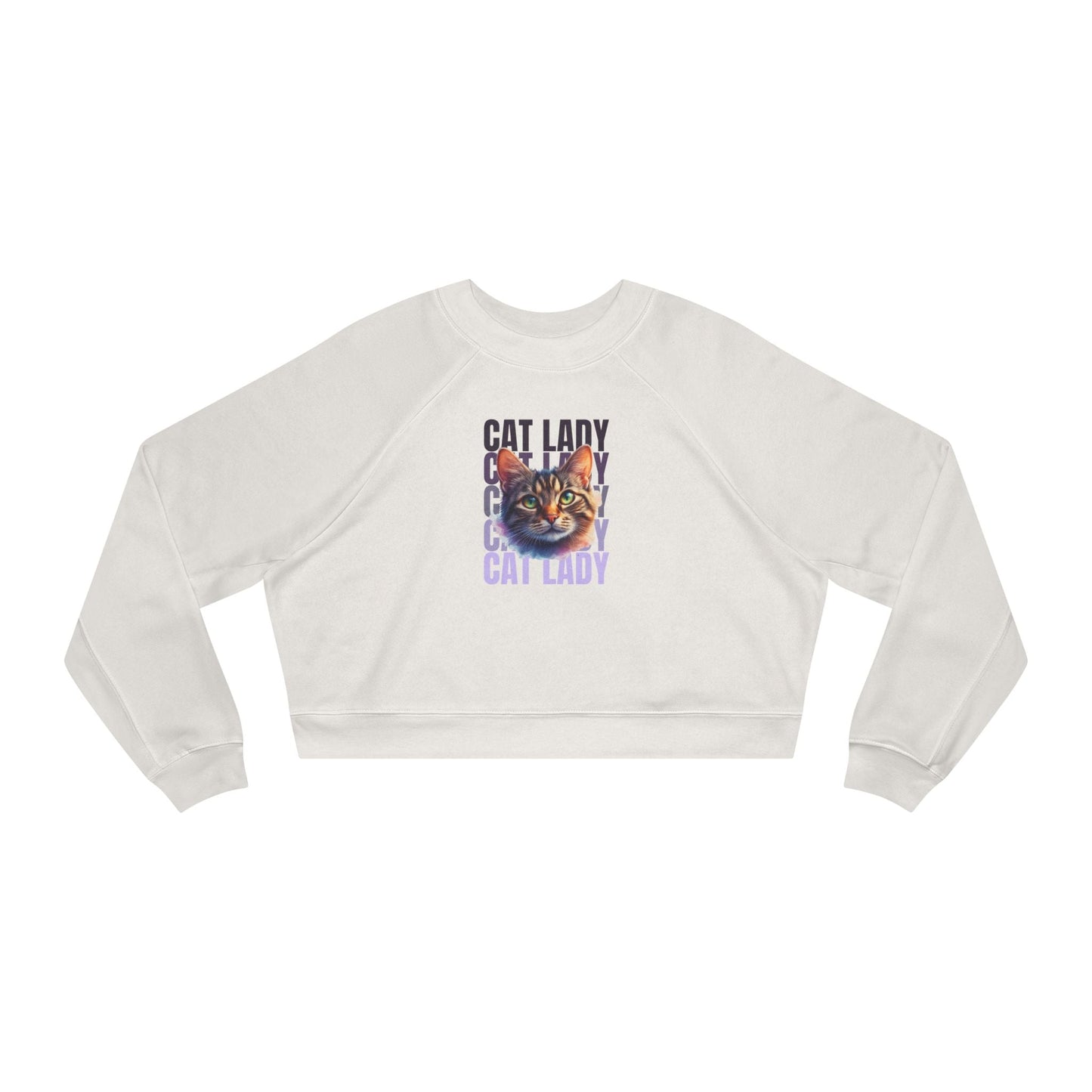 Sudadera de felpa recortada Colorful Cat Lady