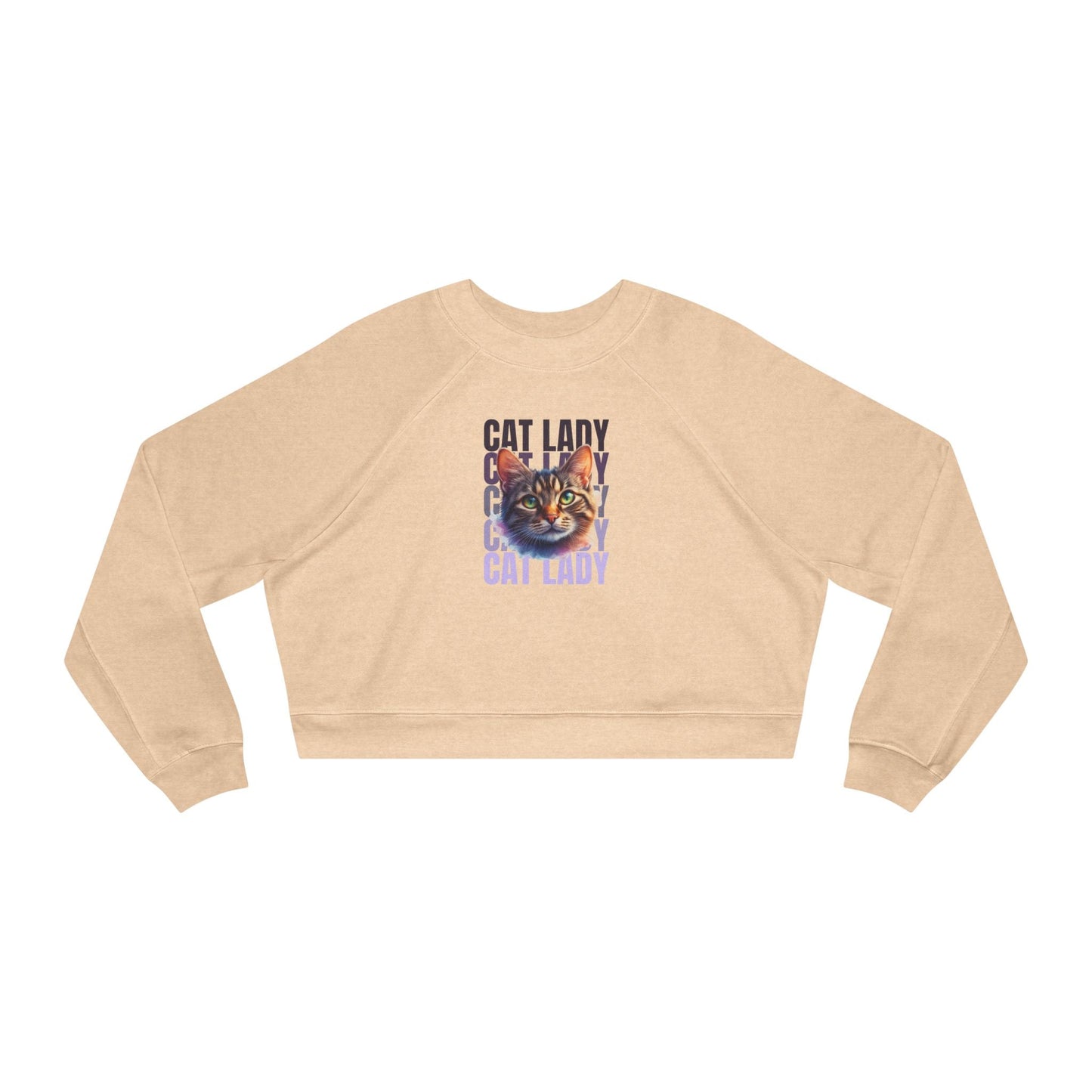Sudadera de felpa recortada Colorful Cat Lady