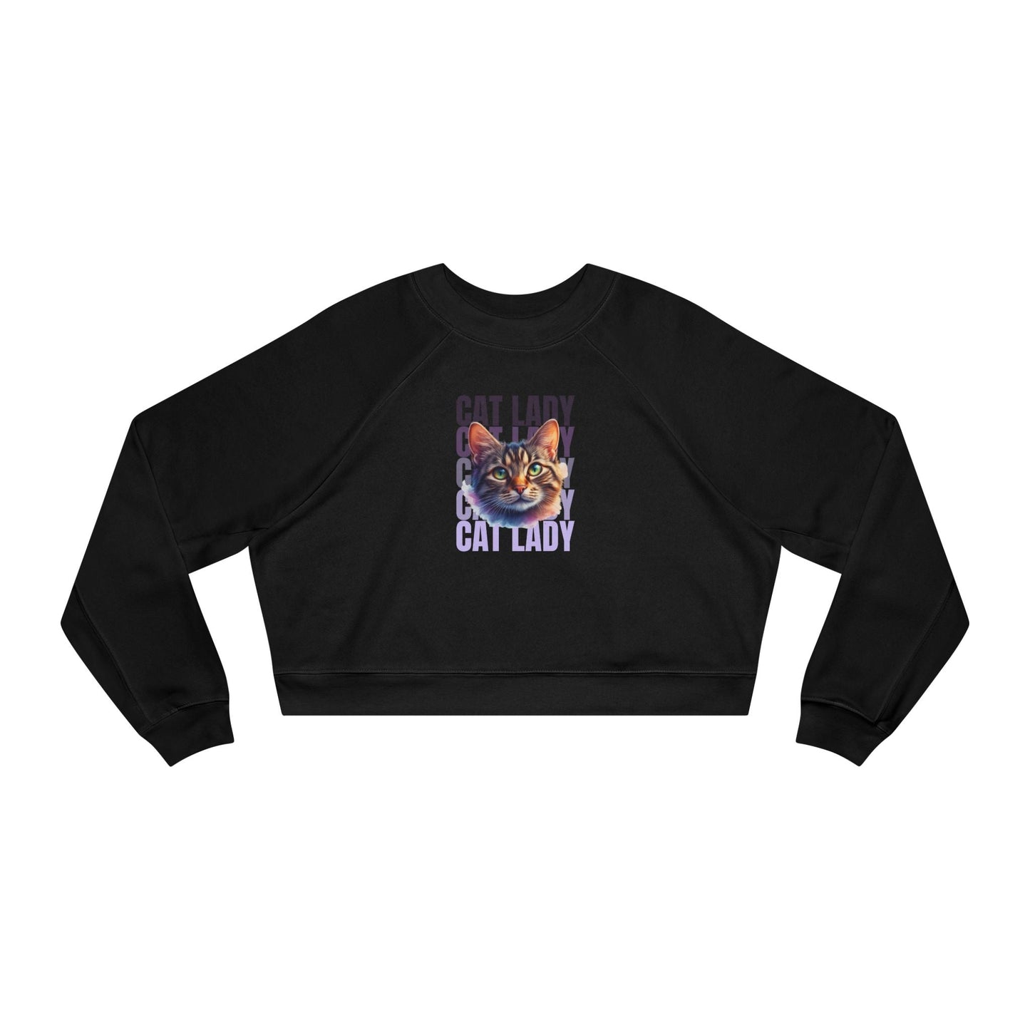 Sudadera de felpa recortada Colorful Cat Lady