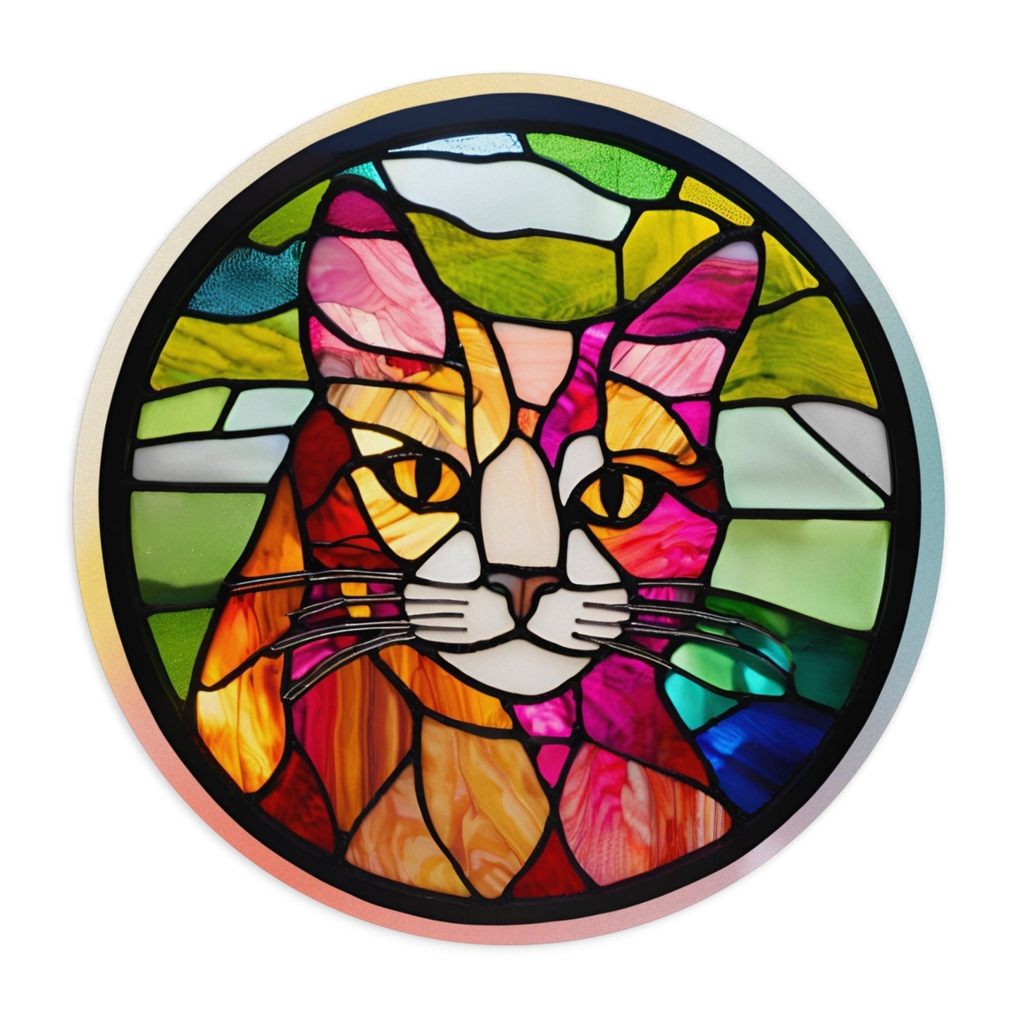 Tapis de souris en verre teinté avec chat coloré - Accessoire de bureau vibrant