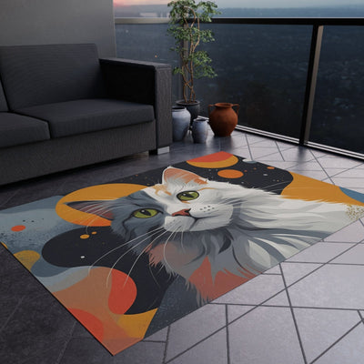 Colorful Cat-Themed Outdoor Rug for Cozy Patios