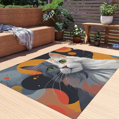 Colorful Cat-Themed Outdoor Rug for Cozy Patios