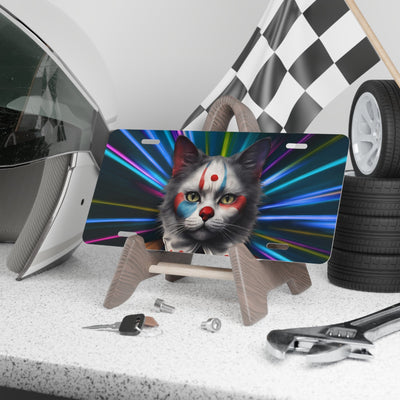 Colorful Clown Cat Vanity Plate - Unique Decorative License Plate