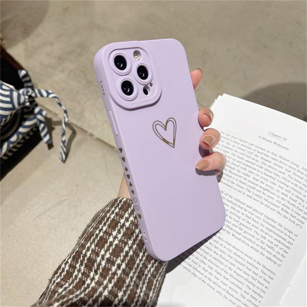 Colorful Love Heart Phone Case for iPhone - Premium Silicone Protection