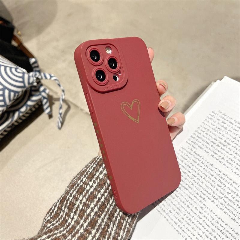 Colorful Love Heart Phone Case for iPhone - Premium Silicone Protection