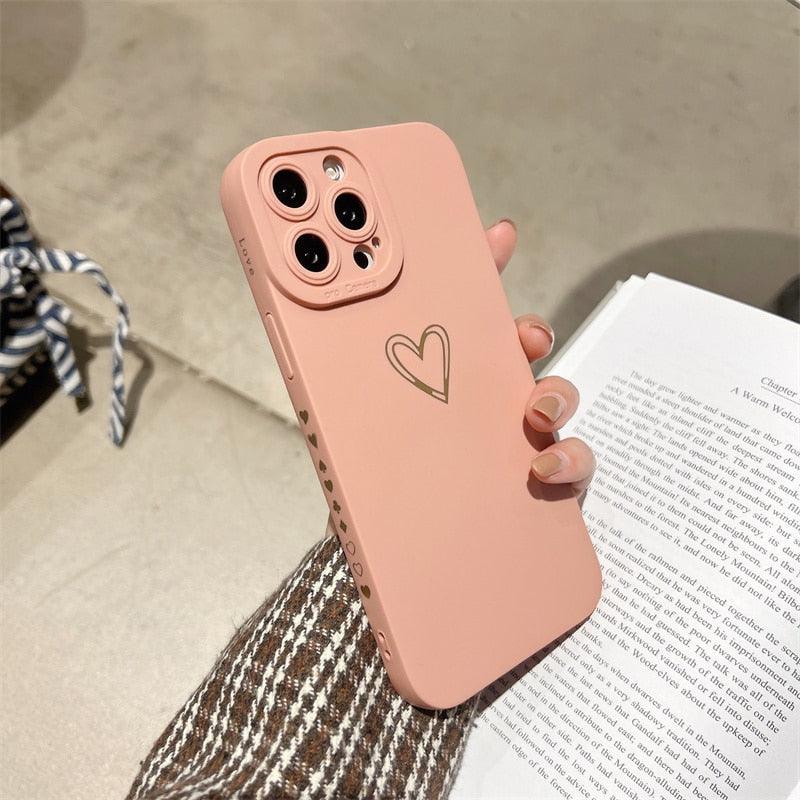 Colorful Love Heart Phone Case for iPhone - Premium Silicone Protection