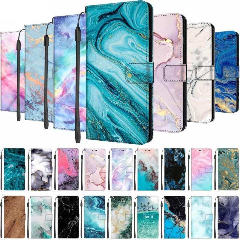 Colorful Marble Flip Leather Case for iPhone 11/12/13 Series