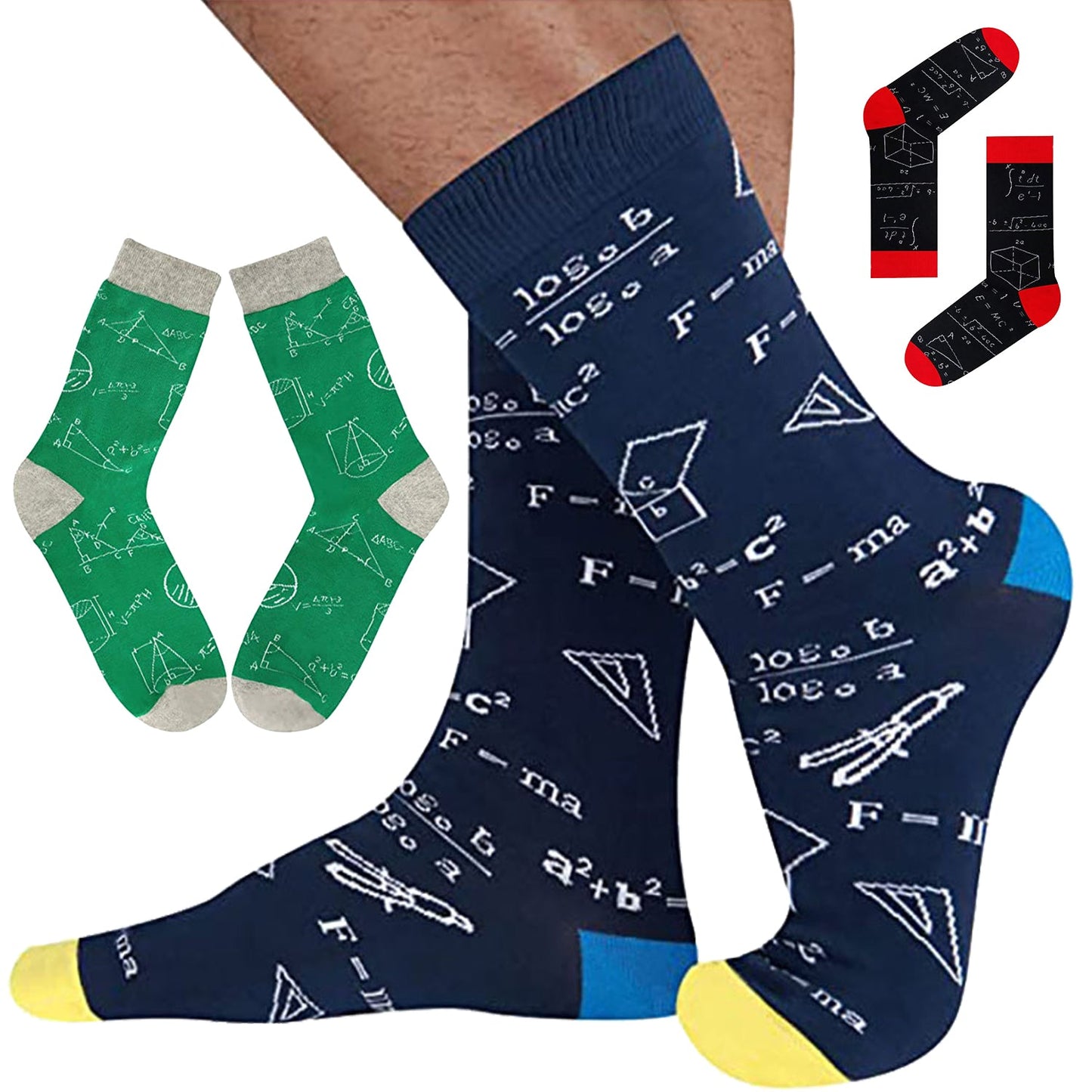 Colorful Mathematical Formula Problem Solving Printed Men's Socks Cotton Socks - Korvel