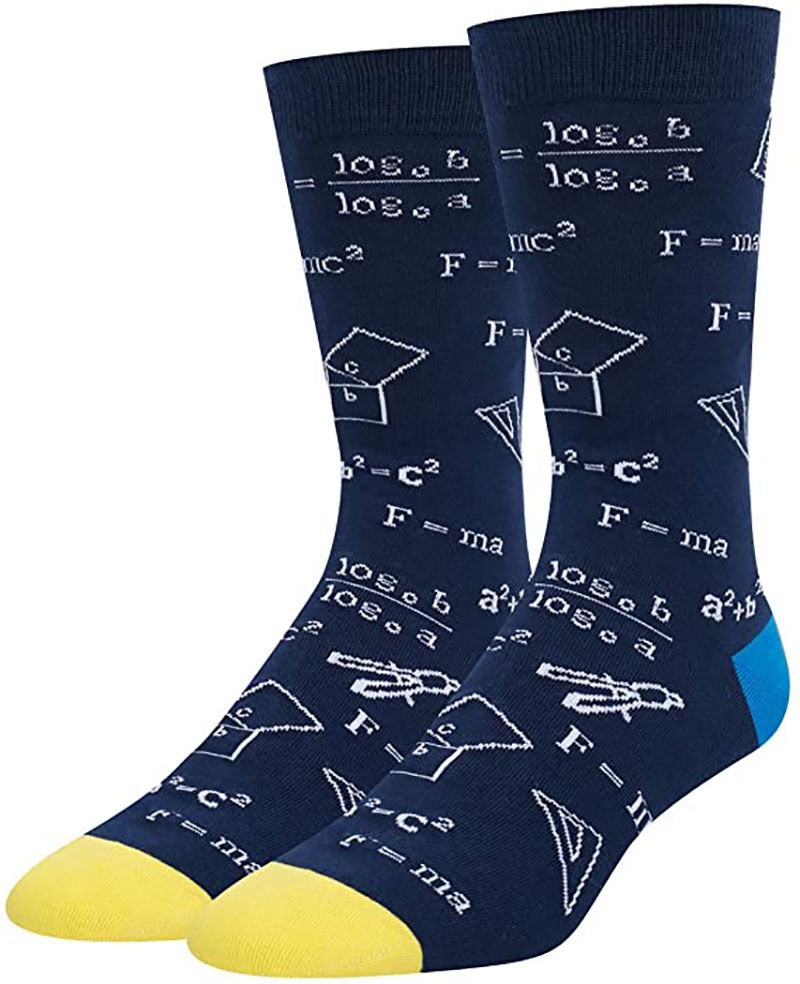 Colorful Mathematical Formula Problem Solving Printed Men's Socks Cotton Socks - Korvel