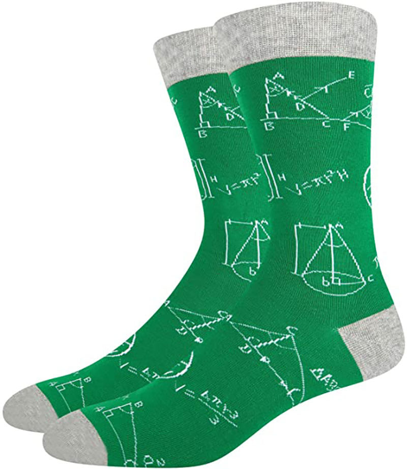 Colorful Mathematical Formula Problem Solving Printed Men's Socks Cotton Socks - Korvel