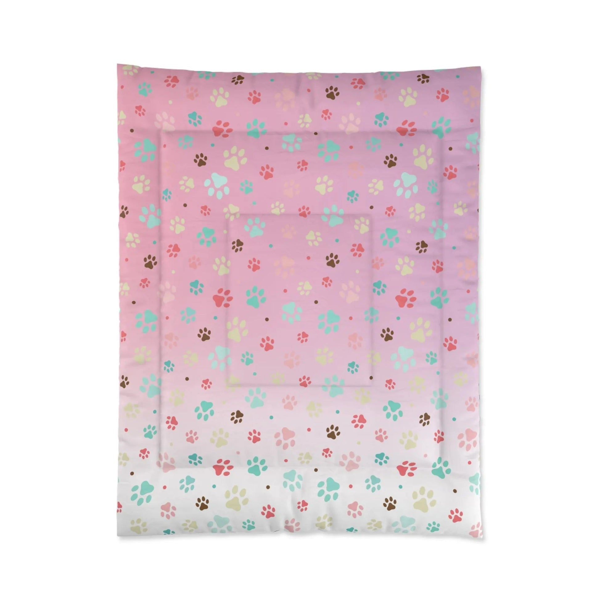 Vibrant Paw Print Comforter - Perfect Bedding for Pet Enthusiasts - Korvel