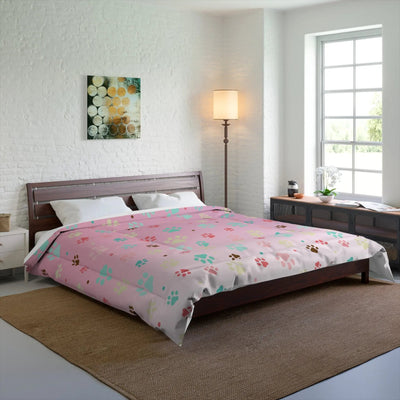 Vibrant Paw Print Comforter - Perfect Bedding for Pet Enthusiasts - Korvel