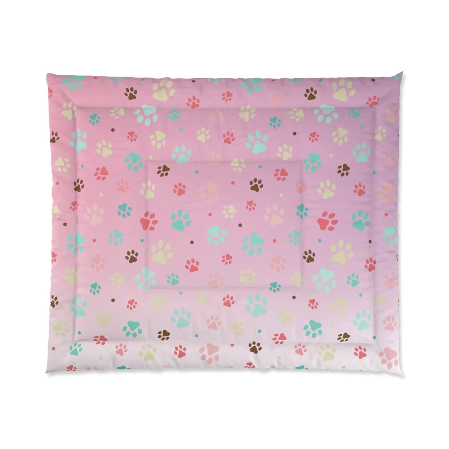 Vibrant Paw Print Comforter - Perfect Bedding for Pet Enthusiasts - Korvel