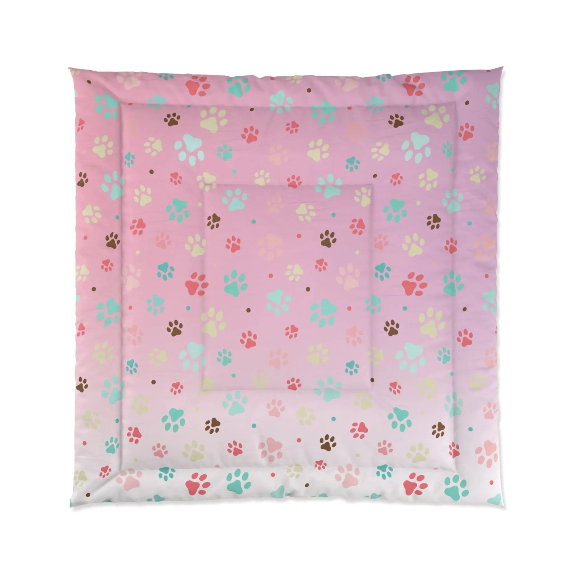 Vibrant Paw Print Comforter - Perfect Bedding for Pet Enthusiasts - Korvel