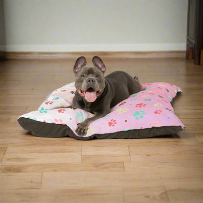 Cama para Mascotas con Huellas Coloridas | Cama Acogedora para Perros y Gatos
