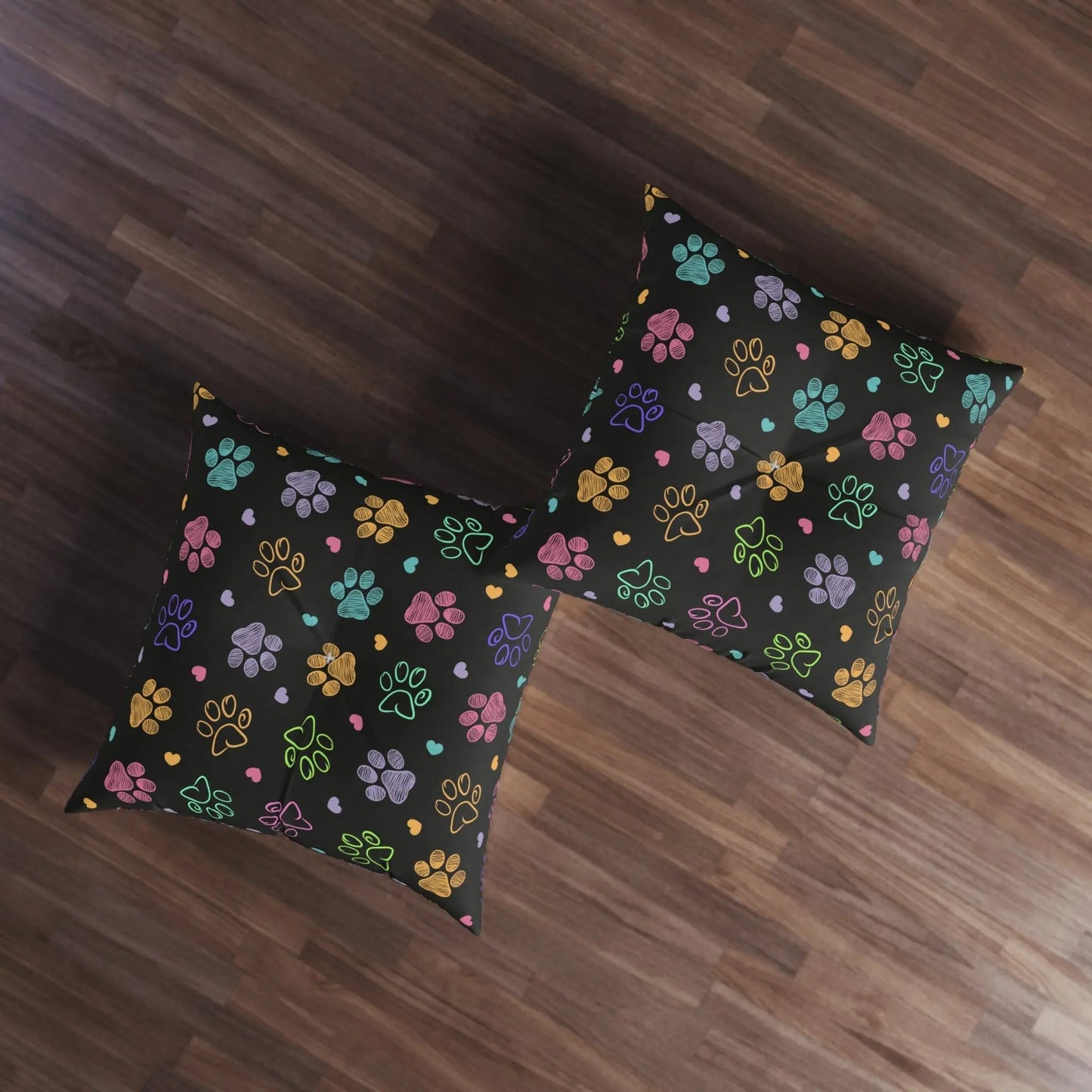 Vibrant Paw Print Tufted Floor Cushion - Ideal for Animal Enthusiasts - Korvel