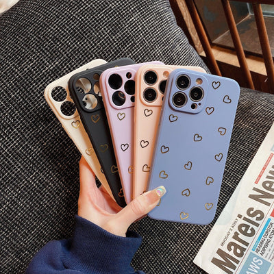 Funda de teléfono de silicona colorida en forma de corazón para iPhone 14 Pro Max y más