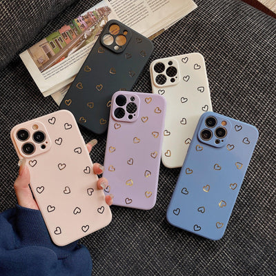 Funda de teléfono de silicona colorida en forma de corazón para iPhone 14 Pro Max y más