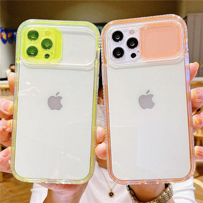 Funda de Protección para Lente de Cámara Deslizante Translúcida Colorida para iPhone