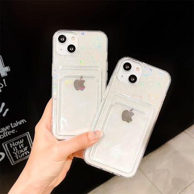 Colorful Holographic Love Heart Phone Case for iPhone