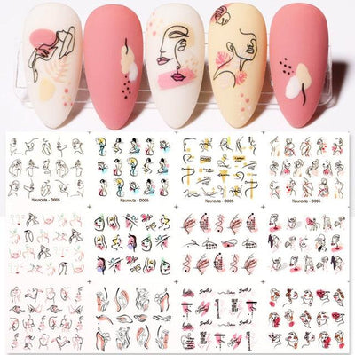 Colorful Wave Geometric Nail Art Decals for Creative Designs