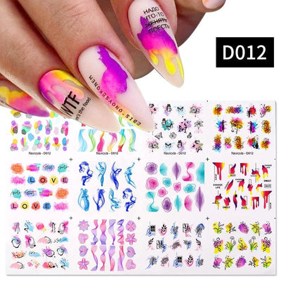 Colorful Wave Geometric Nail Art Decals for Creative Designs