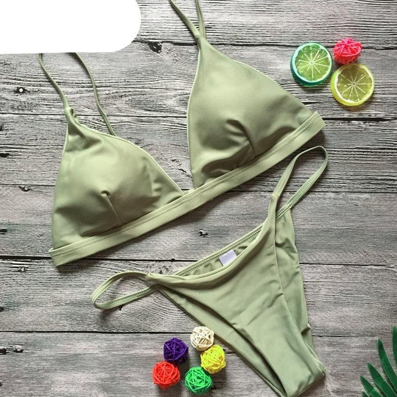 Ensemble de bikini push-up uni pour femmes