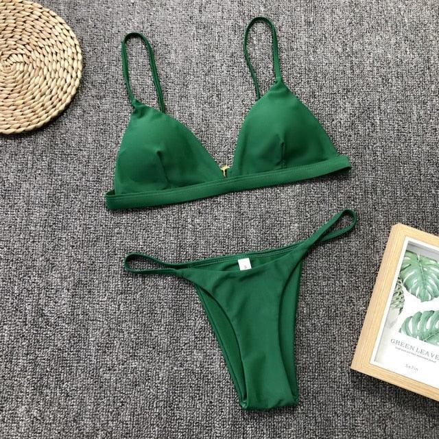 Ensemble de bikini push-up uni pour femmes