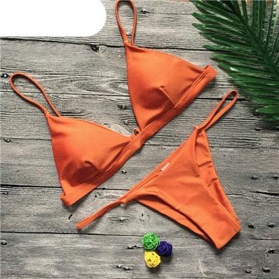 Ensemble de bikini push-up uni pour femmes